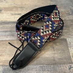 Funky Strap Co - Royal Jacquard blue/red/grey Triangles Ukulele Strap #WS-056