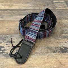 Funky Strap Co - Blue/Red Woven Pattern Ukulele Strap #726