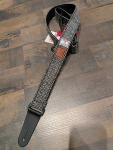 Harris Tweed Luxury Ukulele Strap - B&W Herringbone #8