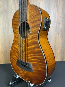 Preowned Kala UBASS EM-FS-LH Left handed Exotic Mahogany Bass Ukulele Fretted w/Gigbag