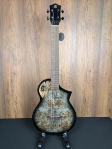 Flight Aviator Galaxy BR CE - Solid Poplar/Mango Brownburst Slimline Electro Baritone Ukulele w/gigbag #8909