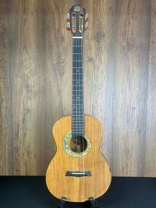 Preowned Snail S60BL LEFT HANDED Solid Flamed Acacia Baritone Ukulele with Gigbag