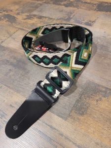 Parlor green diamond cotton ukulele strap