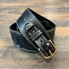Curled Leathergraft Roadworn Black Silver Splash Ukulele Bass Strap