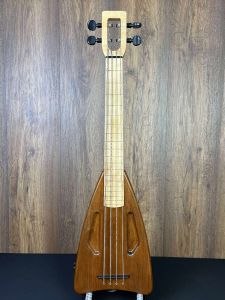 Preowned Magic Fluke Timber Fretless Cherry Electric Bass Ukulele with Gigbag