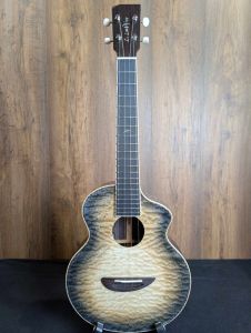 L.Luthier Sand EQ Electro Solid Cedar & Quilted Mahogany Double-Top Rosewood Back & Sides Tenor Ukulele in gigbag #1