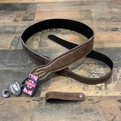 SUS Softy Aged Leather Ukulele Strap W/Headstock Tie - Carabao Brown