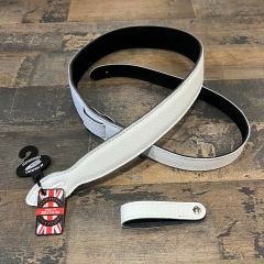 SUS Softy Aged Leather Ukulele Strap W/Headstock Tie - Polar White
