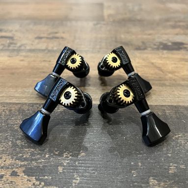 Hipshot 6GN0 Open Back BLACK Deluxe Ukulele Tuners set of 4 w/Tulip Button