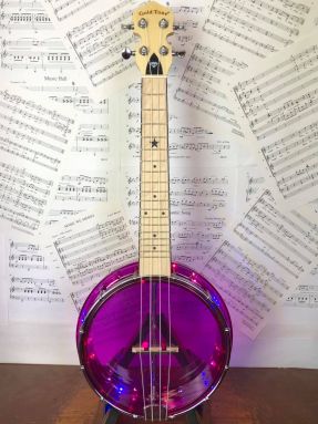 Gold Tone Little Gem Light Up Concert Banjo Ukulele - Amethyst (Purple)