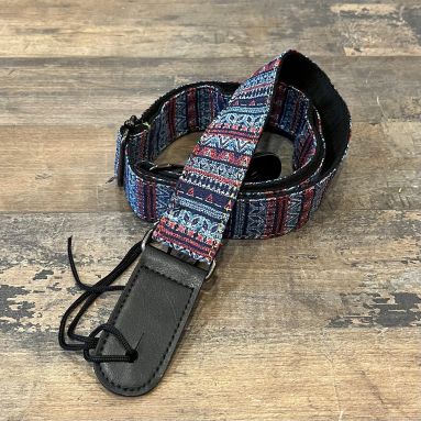 Funky Strap Co - Blue/Red Woven Pattern Ukulele Strap #726
