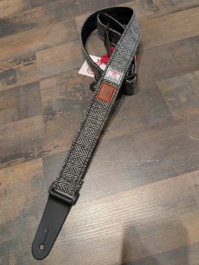 Harris Tweed Luxury Ukulele Strap - B&W Herringbone #8