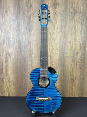 Flight COMET All Solid Flamed Maple/Mango BLUE Electro Acoustic Tenor Ukulele w/Gigbag #4789 (SHOW SPECIAL)