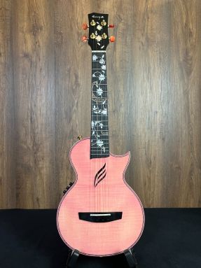 Enya EUT-E6/PK Pink Solid Flamed Maple Slimline Tenor Ukulele w/Deluxe Gigbag #1
