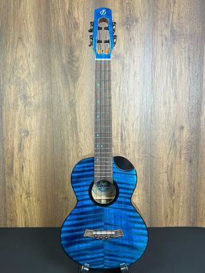 Flight Comet All Solid Flamed Maple/Mango Blue Electro Acoustic Tenor Ukulele w/Gigbag #4782