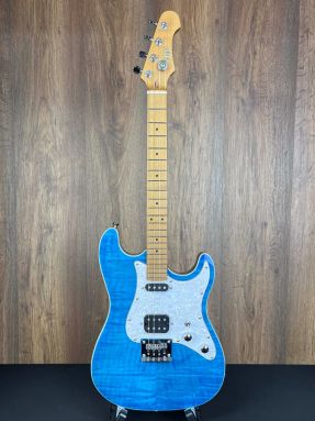 Preowned Flight Baritone Pathfinder Solidbody Electric Ukulele Ocean Blue w/gigbag