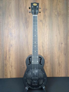 Kala Matte Black Finish Electro Baritone Resonator Ukulele