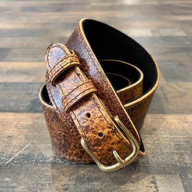 Curled Up Roadworn Brown Leather Bass Ukulele Strap
