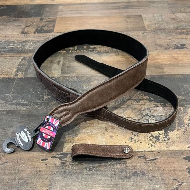 SUS Softy Aged Leather Ukulele Strap W/Headstock Tie - Carabao Brown