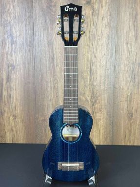 UMA UK-20SS-BL Solid Mahogany Blue Stained Soprano Ukulele w/Gigbag