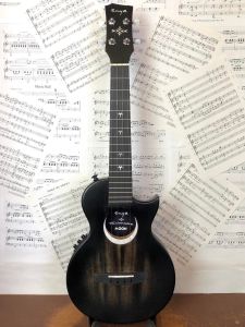 Black Enya EUT-MOON tenor ukulele with Taimane Gardner design