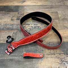 SUS Softy Aged Leather Ukulele Strap W/Headstock Tie - Red