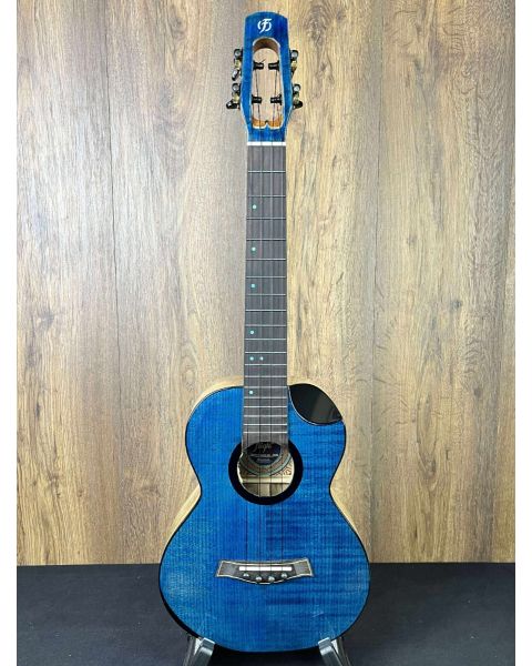 Flight COMET All Solid Flamed Maple/Mango BLUE Electro Acoustic Tenor Ukulele w/Gigbag #1