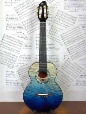 Flight A10QM Faded Blue All Solid Quilted Maple Tenor Ukulele - 10th Anniversary Model #QM3