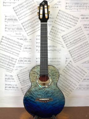Flight A10QM Faded Blue All Solid Quilted Maple Tenor Ukulele - 10th Anniversary Model #QM6