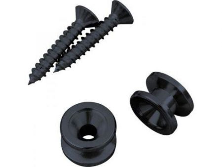 D'Addario Black Strap Buttons x 2 w/screws - fit yourself